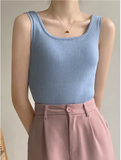 Women's Ribbed Knit Tank Top – Vintage-Inspired Sleeveless Camisole