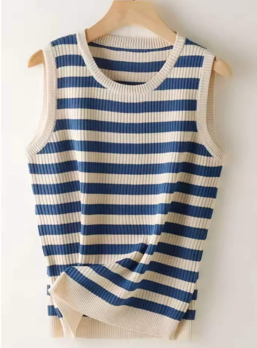 Women's Striped Knit Tank Top – Soft, Fitted & Sleeveless Summer Style