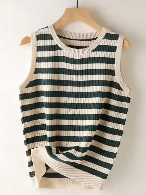 Women's Striped Knit Tank Top – Soft, Fitted & Sleeveless Summer Style