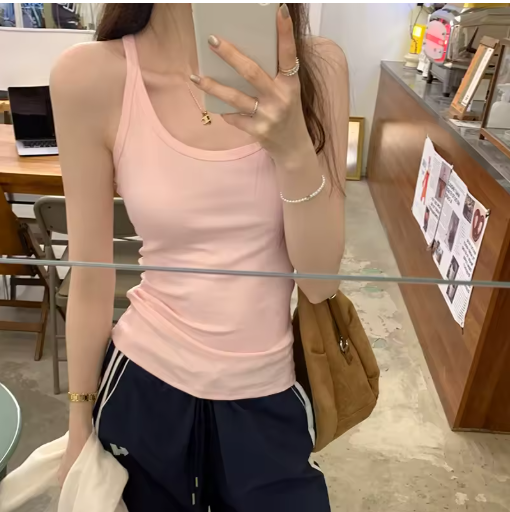 Women's Basic Ribbed Tank Top – Soft Elastic Camisole with O-Neck