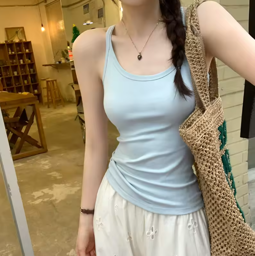Women's Basic Ribbed Tank Top – Soft Elastic Camisole with O-Neck