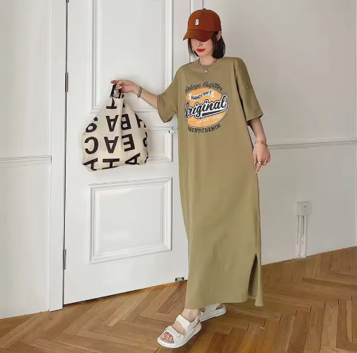 Summer Maxi T-Shirt Dress in Soft Milk Silk Cotton