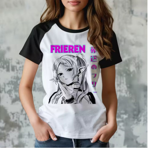 Frieren-Inspired Harajuku T-Shirt – Funny & Stylish Comic Top for Women