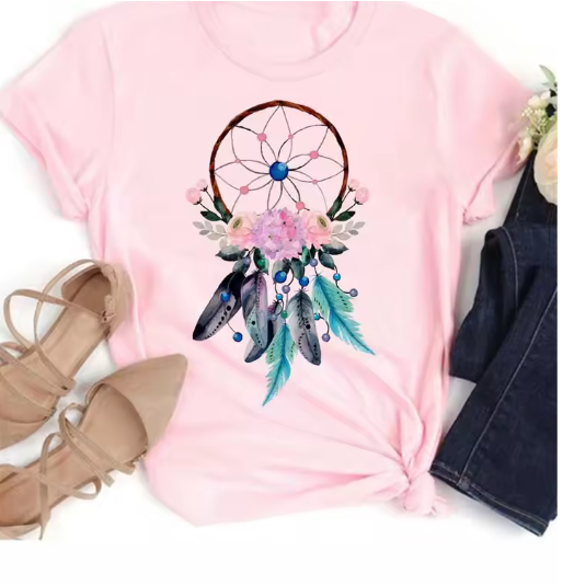 Maycaur Harajuku Dreamcatcher T-Shirt – Cute 90s-Inspired Graphic Tee for Women
