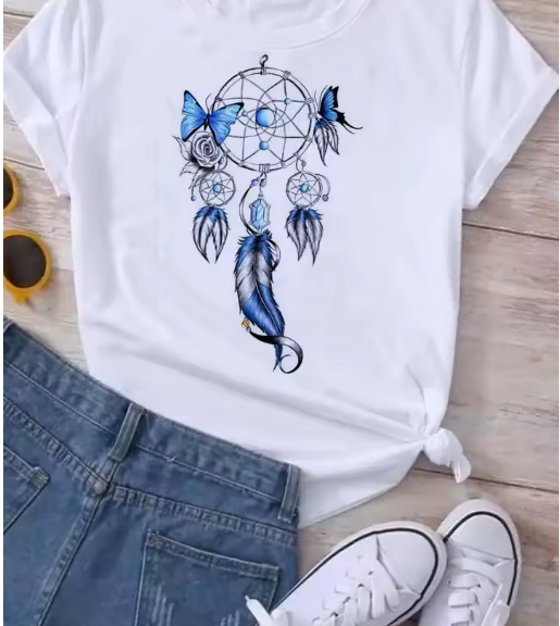Maycaur Harajuku Dreamcatcher T-Shirt – Cute 90s-Inspired Graphic Tee for Women