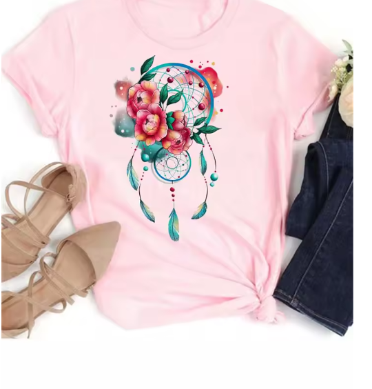 Maycaur Harajuku Dreamcatcher T-Shirt – Cute 90s-Inspired Graphic Tee for Women