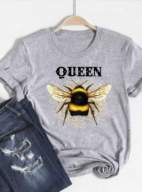 Floral Bee Graphic T-Shirt – Cute & Casual Summer Top for Women