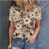 Women's Beige Printed T-Shirt – Effortless Summer Style