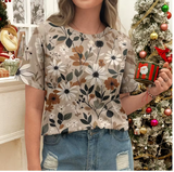 Women's Beige Printed T-Shirt – Effortless Summer Style