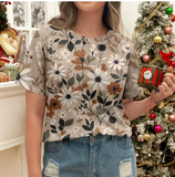 Women's Beige Printed T-Shirt – Effortless Summer Style