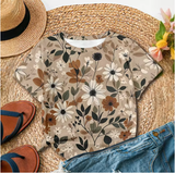 Women's Beige Printed T-Shirt – Effortless Summer Style