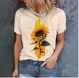 Sunflower Print T-Shirt – Fresh & Casual Summer Tee for Women