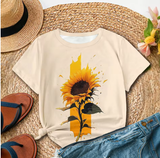 Sunflower Print T-Shirt – Fresh & Casual Summer Tee for Women