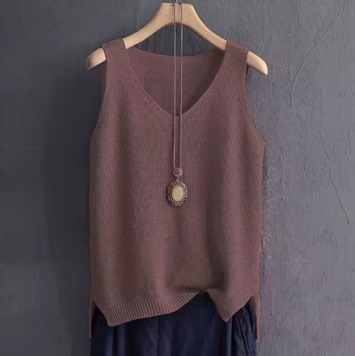 Women's Plus Size Sleeveless Knit Vest – Light & Comfy Summer Style