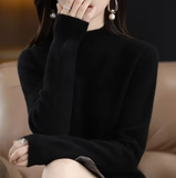 Autumn Winter Women's Sweater – Korean Fashion Warm Knitwear, Half Turtleneck Pullover, Long Sleeve Basic Solid Color Top