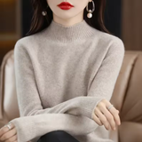 Autumn Winter Women's Sweater – Korean Fashion Warm Knitwear, Half Turtleneck Pullover, Long Sleeve Basic Solid Color Top