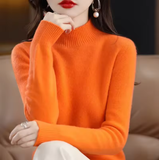 Autumn Winter Women's Sweater – Korean Fashion Warm Knitwear, Half Turtleneck Pullover, Long Sleeve Basic Solid Color Top
