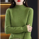 Autumn Winter Women's Sweater – Korean Fashion Warm Knitwear, Half Turtleneck Pullover, Long Sleeve Basic Solid Color Top