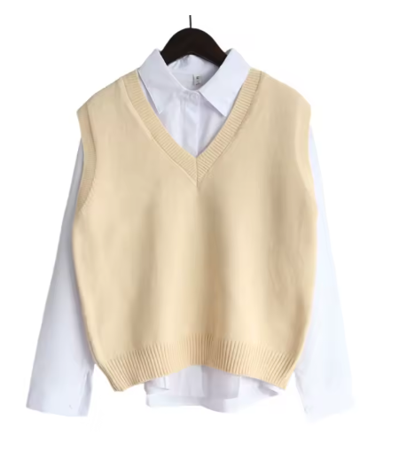Cozy V-Neck Knitted Sweater Vest for Women – Korean Style