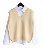 Cozy V-Neck Knitted Sweater Vest for Women – Korean Style