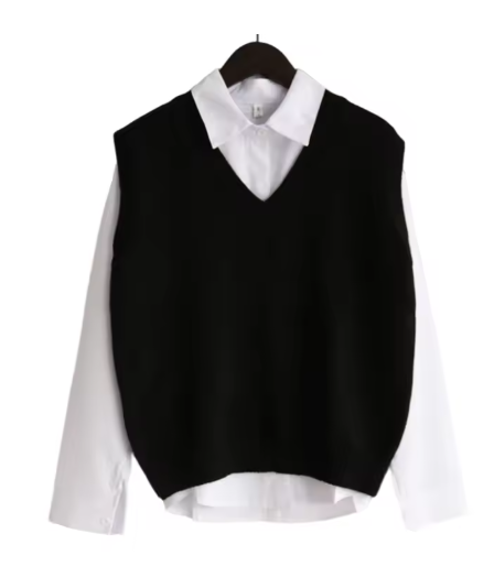 Cozy V-Neck Knitted Sweater Vest for Women – Korean Style