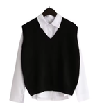 Cozy V-Neck Knitted Sweater Vest for Women – Korean Style
