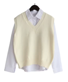 Cozy V-Neck Knitted Sweater Vest for Women – Korean Style