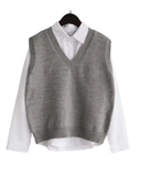 Cozy V-Neck Knitted Sweater Vest for Women – Korean Style