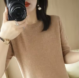 Soft Short-Sleeve Knitted Sweater for Women – Slim Fit & Elegant Style