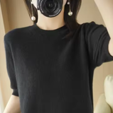 Soft Short-Sleeve Knitted Sweater for Women – Slim Fit & Elegant Style