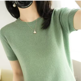 Soft Short-Sleeve Knitted Sweater for Women – Slim Fit & Elegant Style