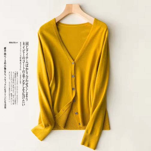 Women's Korean Fashion V-Neck Knitted Cardigan – Single Breasted Solid Sweater for Spring & Autumn