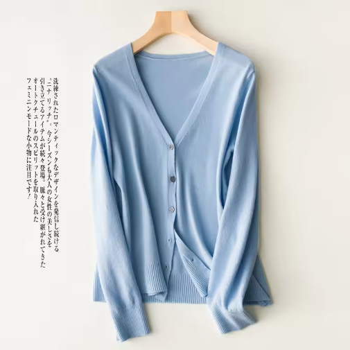 Women's Korean Fashion V-Neck Knitted Cardigan – Single Breasted Solid Sweater for Spring & Autumn
