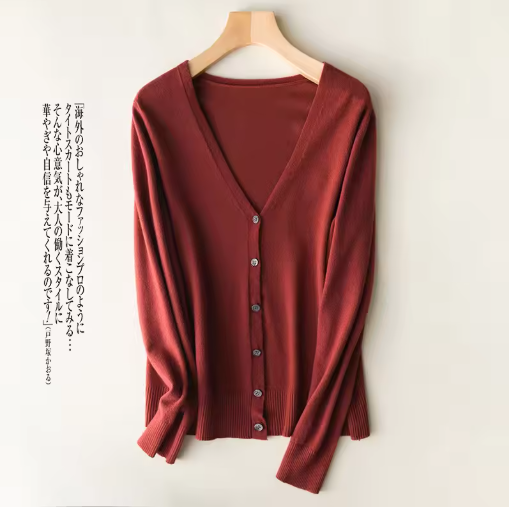 Women's Korean Fashion V-Neck Knitted Cardigan – Single Breasted Solid Sweater for Spring & Autumn