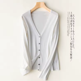 Women's Korean Fashion V-Neck Knitted Cardigan – Single Breasted Solid Sweater for Spring & Autumn