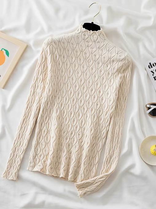 AOSSVIAO Women's Cashmere Turtleneck Sweater – Slim Fit Knitted Pullover for Autumn & Winter