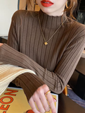 Women's Ribbed Turtleneck Sweater – Slim Fit Knit Pullover for Autumn & Winter