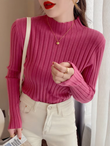 Women's Ribbed Turtleneck Sweater – Slim Fit Knit Pullover for Autumn & Winter