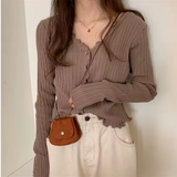 Women's Summer Cropped Cardigan – Sweet Korean Style with V-Neck and Ruched Detail