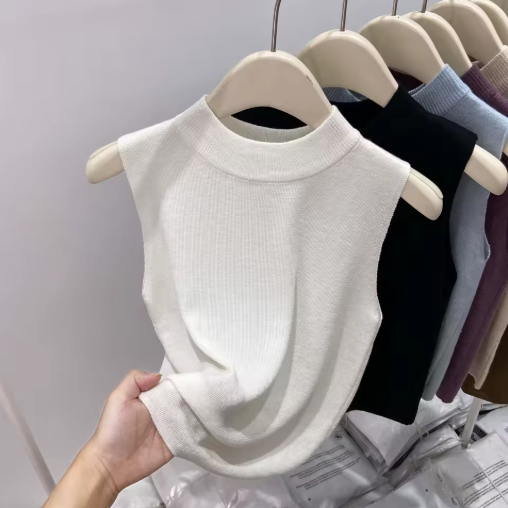 AOSSVIAO Women's Knitted Tank Top - Slim Fit Sleeveless Pullover Sweater for Summer, Spring & Fall