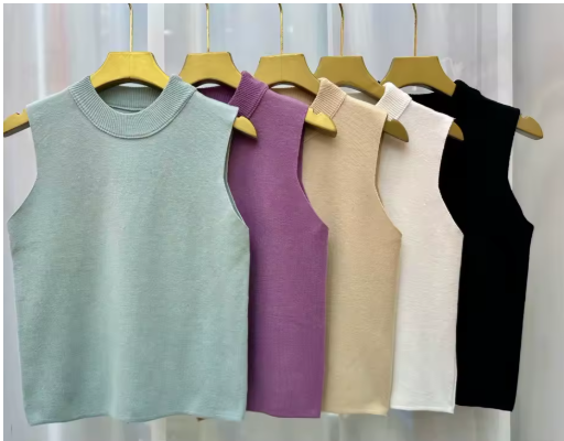 AOSSVIAO Women's Knitted Tank Top - Slim Fit Sleeveless Pullover Sweater for Summer, Spring & Fall