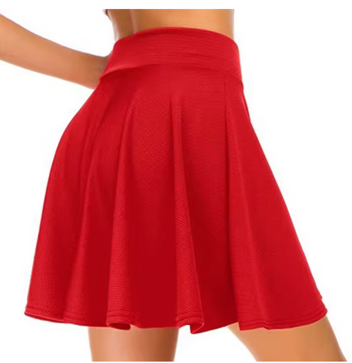 Women's Basic Versatile Stretchy Flared Casual Mini Skater Skirt – Red, Black & Blue – Sizes Up to 3XL