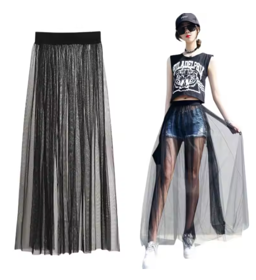 Sheer Mesh Half Skirt – Lightweight Elegance in a Single Layer
