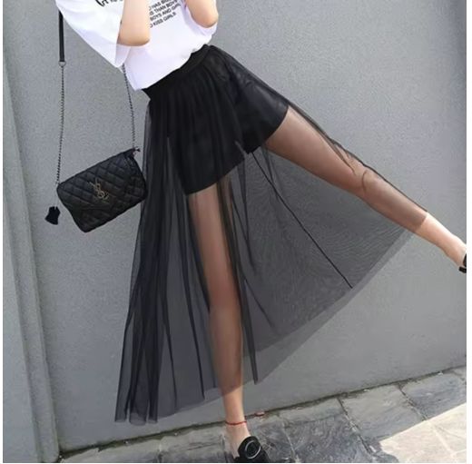 Sheer Mesh Half Skirt – Lightweight Elegance in a Single Layer