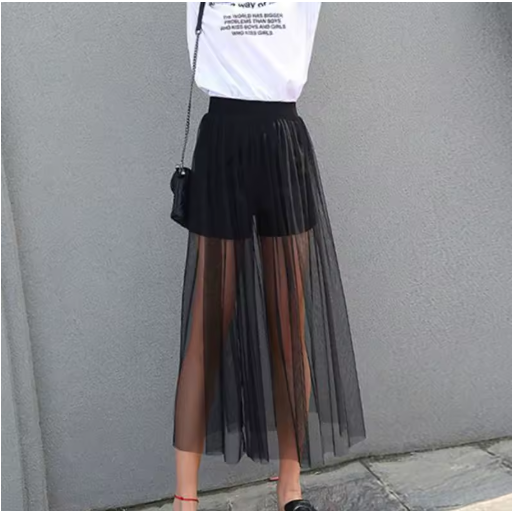 Sheer Mesh Half Skirt – Lightweight Elegance in a Single Layer