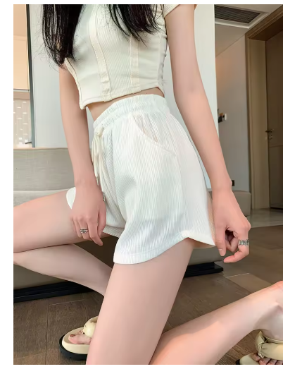 Casual Waffle Knit High-Waisted Shorts for Women