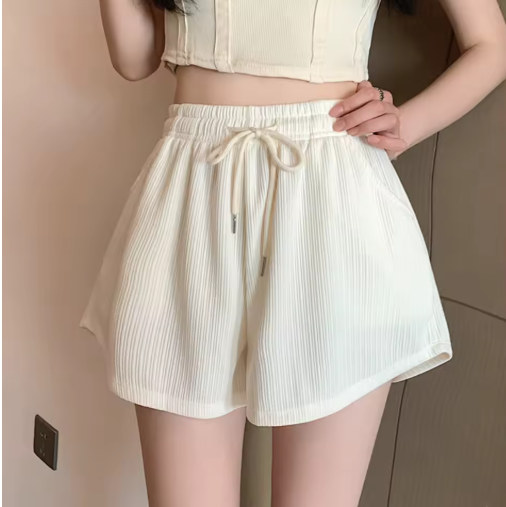 Casual Waffle Knit High-Waisted Shorts for Women