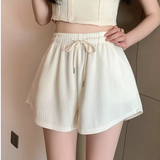 Casual Waffle Knit High-Waisted Shorts for Women
