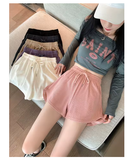Casual Waffle Knit High-Waisted Shorts for Women