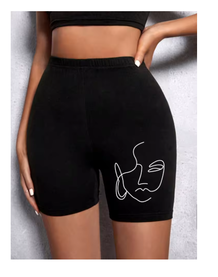 Trendy Graphic Sports Shorts with White Line Detail